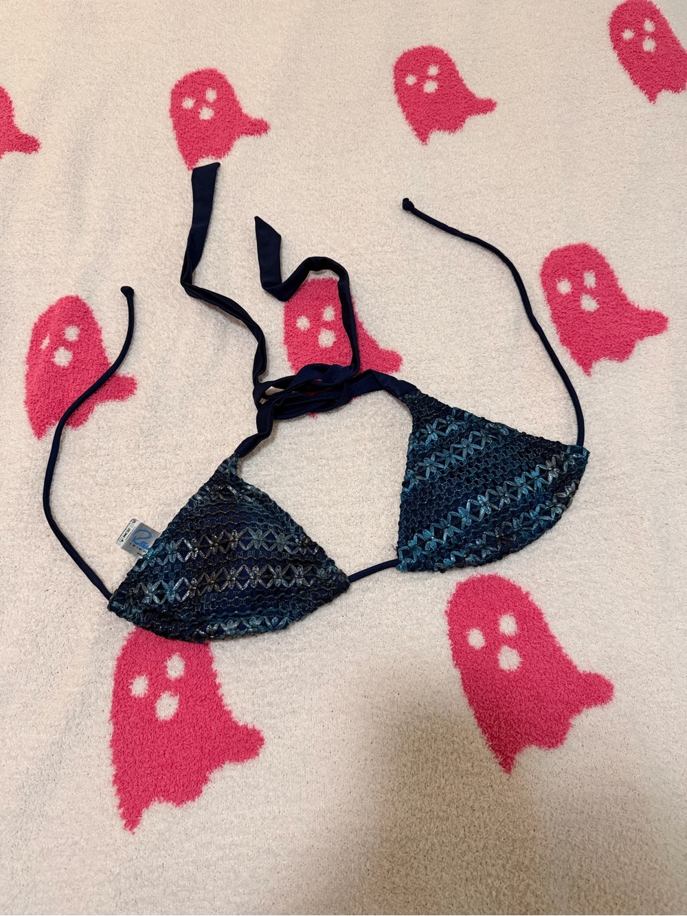 Ritchie Swimwear Navy & Teal Triangle Bikini Top - B cup size